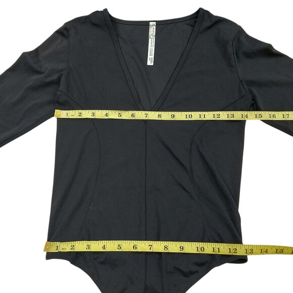 Free People Intimately  Bodysuit Womens Medium Black Long Sleeve V-Neck Comfort - Picture 10 of 11